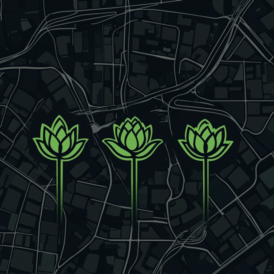 Карта розташування студій grultabenk в різних районах міста